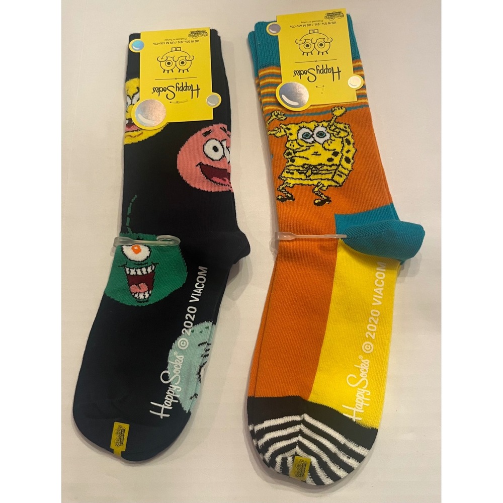 Happy Socks SpongeBob SquarePants 2 Pair Set Patrick Squidward Crew Socks Unisex